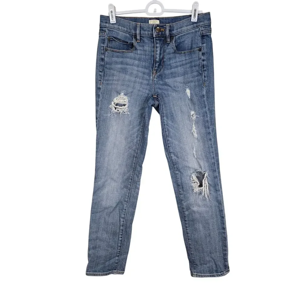 Women's J. Crew Toothpick Distressed Denim Jeans | Size 24